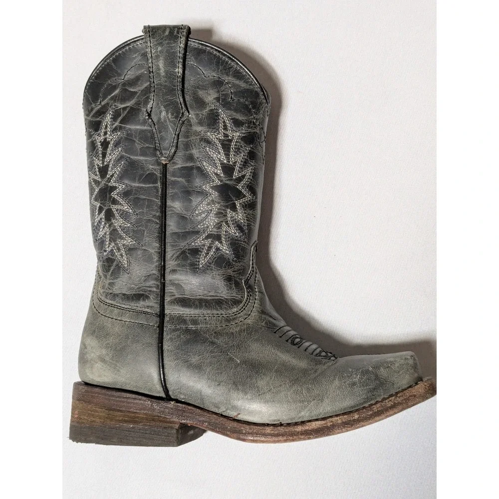 Corral Western Leather Cowboy Boots Gray - Boys Size 9‎ 1/2